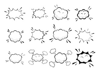 set of boom blank speech bubble