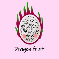 Dragon fruit pitaya. Funny fruits for educating children. Healthy food.
