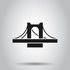 Bridge sign icon in flat style. Drawbridge vector illustration on isolated background. Road business concept.