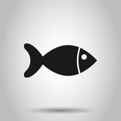 Fish sign icon in flat style. Goldfish vector illustration on isolated background. Seafood business concept.
