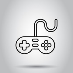 Joystick sign icon in flat style. Gamepad vector illustration on isolated background. Gaming console controller business concept.