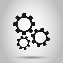 Gear vector icon in flat style. Cog wheel illustration on background. Gearwheel cogwheel business concept.