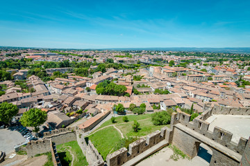 View over modern city of Carcasonne