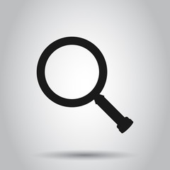 Loupe sign icon in flat style. Magnifier vector illustration on isolated background. Search business concept.