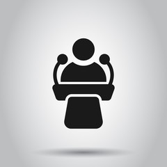 Public speach icon in flat style. Podium conference vector illustration on isolated background. Tribune debate business concept.