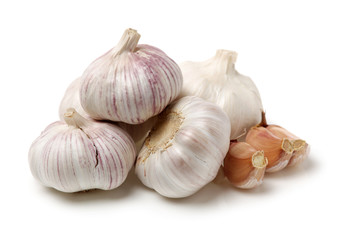 fresh garlic isolated on white background 