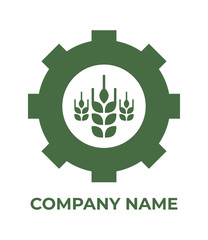 Green vector agro icon. Template for your company logo. Isolated illustration on white.