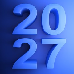 2027 blue square icon - 3D rendering illustration
