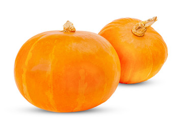 Large pumpkins close-up on a white background. Isolate.