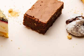 Brownie cake slice and other cake
