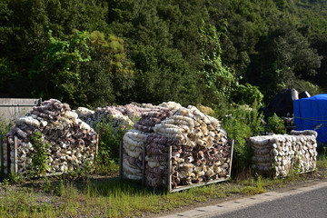 日本の岡山県の日生の牡蠣養殖場