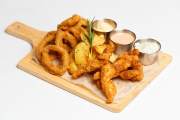 squid rings or deep fried onion rings