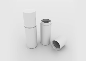 White 3D cylinder tubes for branding. 3D rendering illustration for packaging design.