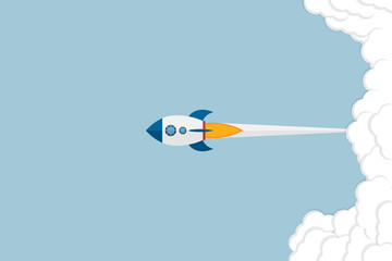 Rocket launch. Business startup concept. Vector illustration.