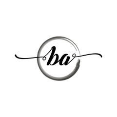 Fototapeta premium BA initial handwriting logo template round logo in watercolor color with handwritten letters in the middle. Handwritten logos are used for, weddings, fashion, jewelry, boutiques, flowers, and business