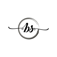 Fototapeta premium BS initial handwriting logo template round logo in watercolor color with handwritten letters in the middle. Handwritten logos are used for, weddings, fashion, jewelry, boutiques, flowers, and business