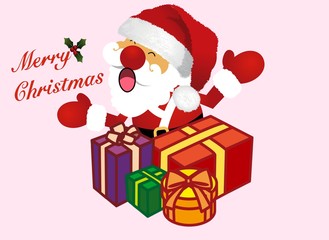 christmas gifts  with santa on pink background