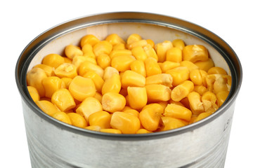 Canned Corn. Isolated with clipping path.