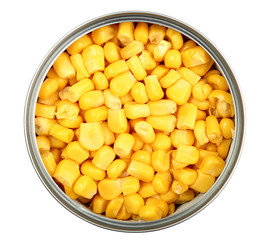 Canned Corn. Isolated with clipping path.