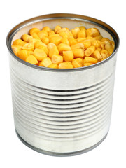 Canned Corn. Isolated with clipping path.