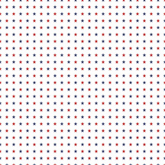 Geometric Red, blue stars seamless pattern on white background