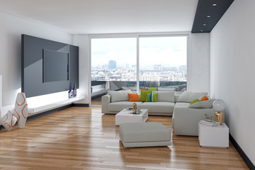 large luxury modern bright interiors room illustration 3D rendering