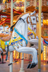 Fototapeta na wymiar old fairground carousel horse