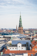 Fototapeta na wymiar Aerial view of the city of Copenhagen at sunset