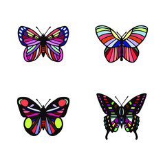 Plakat set of butterflies. eps10 vector illustration. hand drawing