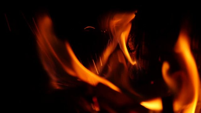 Slow motion wood fire in a chiminea