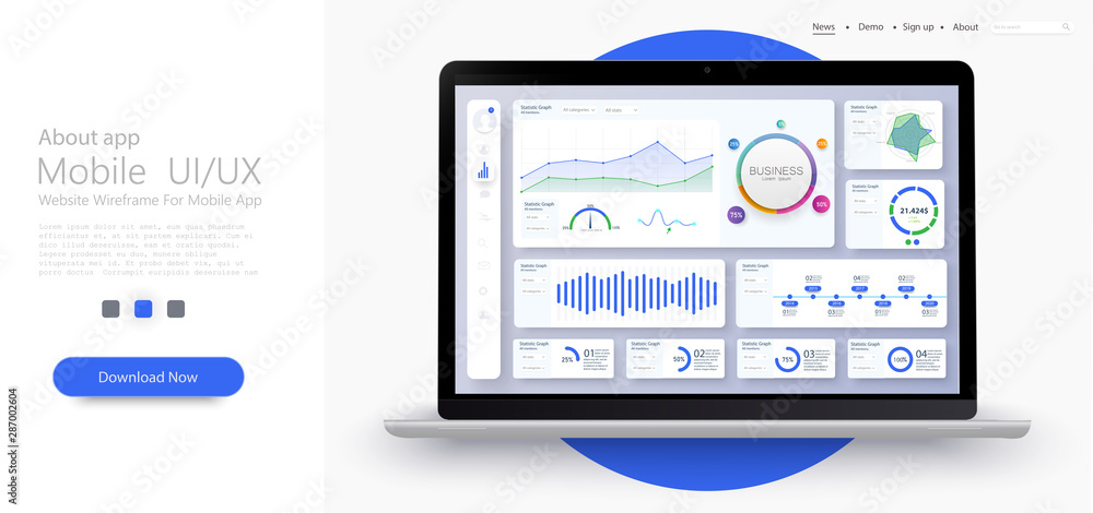 Leinwandbilder dashboard, great design for any site purposes. business infographic template. vector flat illustrati