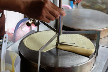 Making of Thai crape in Chiang Mai, Thailand. Thai street food.