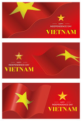 Illustration of Flag of Vietnam waving, Happy Independence day banner, Vector