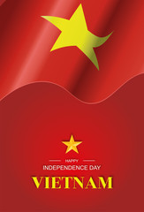 Illustration of Flag of Vietnam waving, Happy Independence day banner, Vector