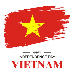 Vietnam happy independence day banner. Brush stroke flag of Vietnam, Vector