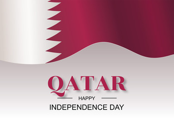 Illustration of Flag of Qatar waving, Happy Independence day banner, Vector