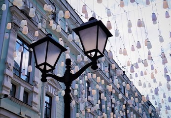 decorations pendant lanterns , pedestrian street view. stoleshnikov  strit