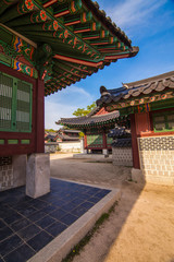 Architecture details of Changdeokgung Palace in Seoul, Korea