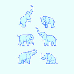 Cartoon elephant sketch line icon. Kawaii animals icons set. Childish print for nursery, kids apparel, poster, postcard, pattern.
