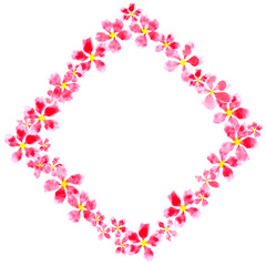 Elegant floral collection with pink flowers, hand drawn watercolor.