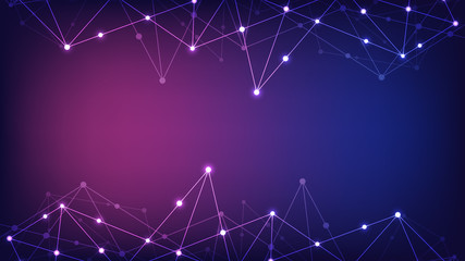 Global network connection. Abstract geometric background with connecting dots and lines. Digital technology and communication concept.