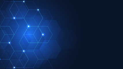 Hexagons pattern. Geometric abstract background with simple hexagonal elements. Medical, technology or science design.