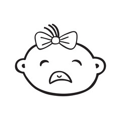 Crying baby girl infant with tears vector icon