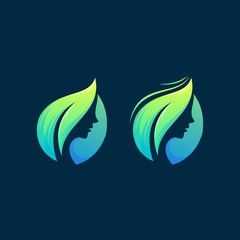 woman leaf logo icon ready to use
