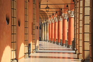 Typical portico in Bologna, Italy. - obrazy, fototapety, plakaty