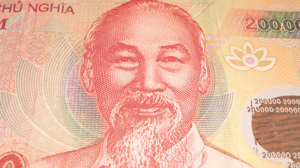 Close up the Vietnamese Dong Banknotes