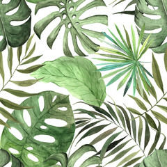Watercolor jungle seamless patterns