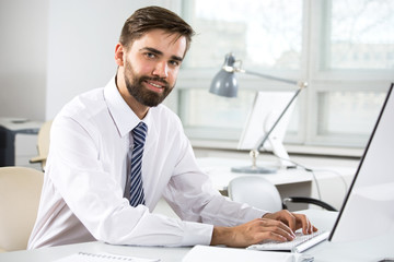 Portrait of businessman working in an office