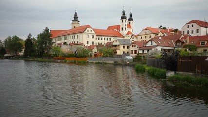 Old Castle over river in Telc, Czech Republic