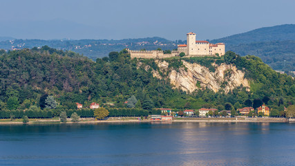 The beautiful Rocca di Angera Varese dominates the southern part of Lake Maggiore, Italy
